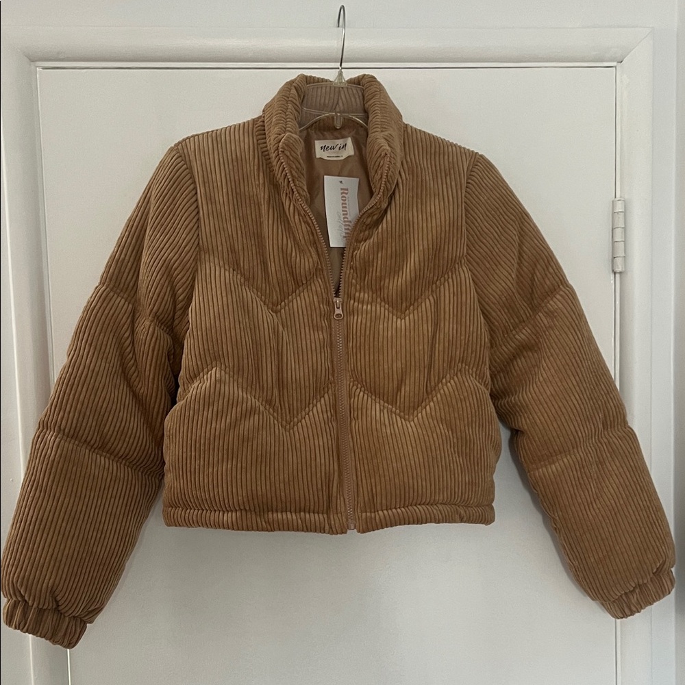 Tan Corduroy Puffer Jacket